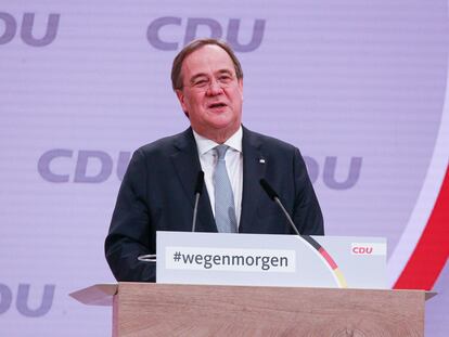 Armin Laschet, durante su discurso en el congreso de la CDU celebrado el 15 y 16 de enero de 2021.