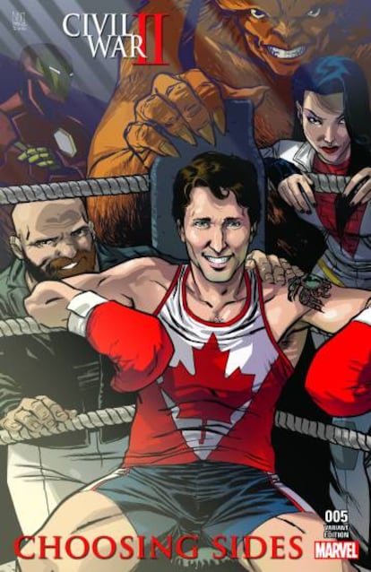 Portada con Justin Trudeau de 'Civil War II: Choosing Sides'.