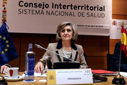 La ministra de Sanidad, María Luisa Carcedo, al inicio del Consejo Interterritorial de Salud.