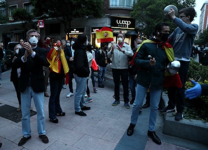 A protest against the government on Thursday in the Salamanca district of Madrid.