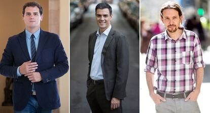 Ciudadanos' Albert Rivera, PSOE's Pedro Sánchez and Podemos' Pablo Iglesias.