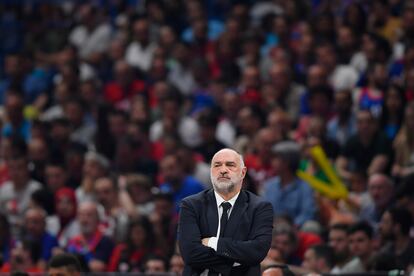 Pablo Laso, durante un partido del Real Madrid esta temporada.