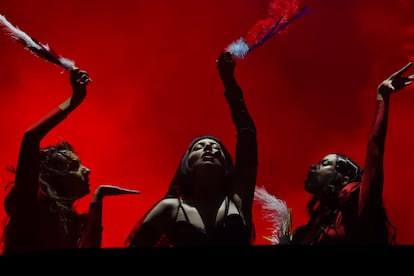 La artista Lady Gaga, en su concierto del viernes en el festival Coachella.