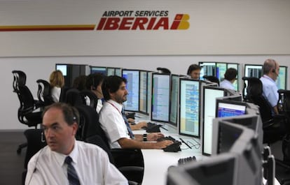 Centro de operaciones de Iberia en la T-4 de Barajas (Madrid).
