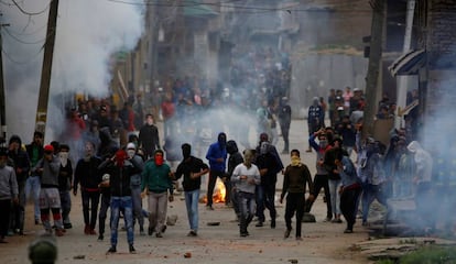 Protestas en Cachemira el martes. 