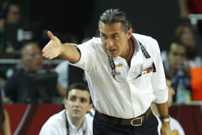 Sergio Scariolo, durante el partido del sábado ante Grecia.