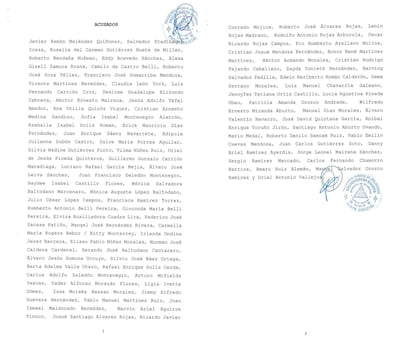 The full list with the names of the affected people.