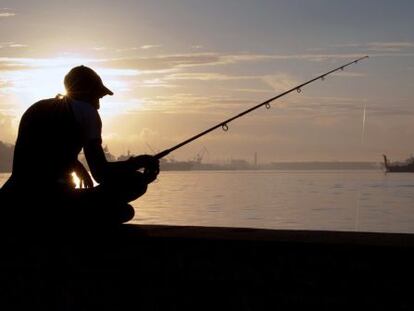 Un pescador observa la llegada a La Habana del buque Ana Cecilia, procedente de EE UU con una carga de ayuda humanitaria.