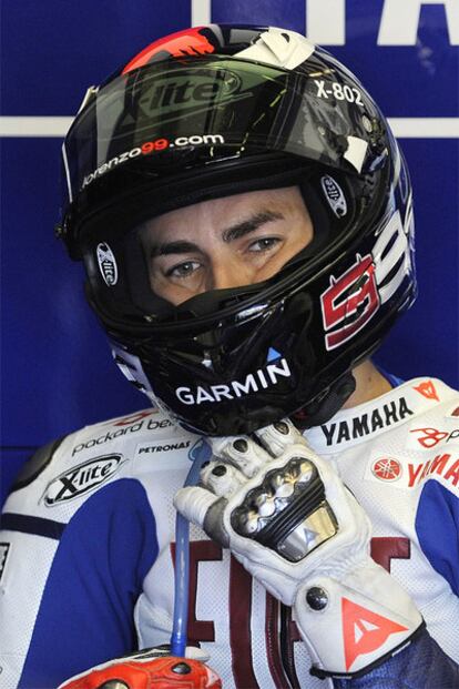 Jorge Lorenzo, durante la segunda sesión de entrenamientos libres del Gran Premio de España.