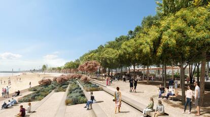 Imagen de cómo quedará el futuro paseo y parque de la Mar Bella, en el litoral de Barcelona. / AYUNTAMIENTO DE BARCELONA