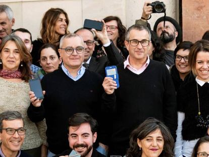 Concentración de periodistas del 'Diario de Mallorca', contra la medida del juez.
