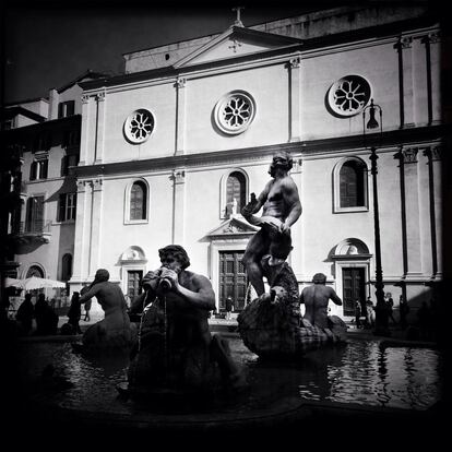 Fuente de Neptuno en la plaza Navona en Roma (Italia), 26 de enero de 2014.