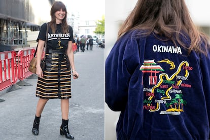 A la izquierda, ‘Antwerpen’ (Amberes en neerlandés), la exitosa camiseta de Vetements. A la derecha, las islas japonesas Okinawa con mapa incluído.