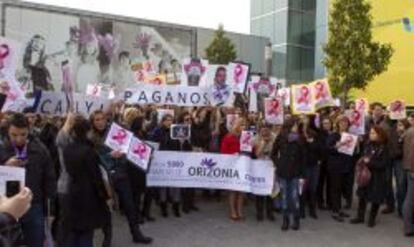 Trabajadores de Orizonia durante una de las concentraciones que protagonizaron en Mallorca.