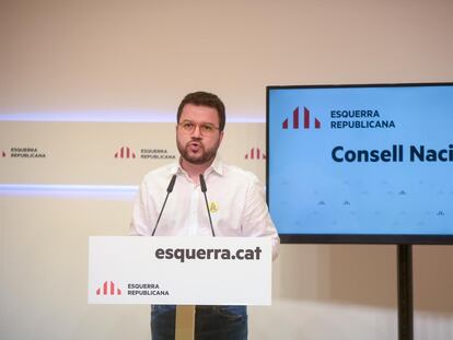 El coordinador nacional de ERC, Pere Aragonès, en el Consell Nacional de Esquerra