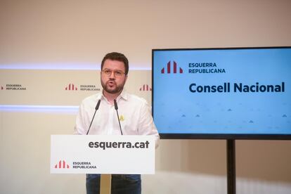 El coordinador nacional de ERC, Pere Aragonès, en el Consell Nacional de Esquerra