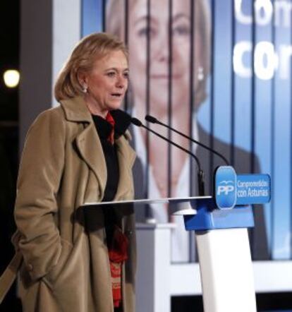 Mercedes Fern&aacute;ndez, en la apertura de la campa&ntilde;a electoral el jueves en Oviedo.