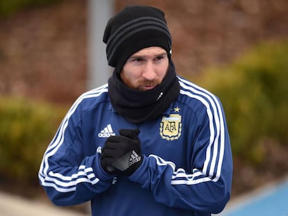 Messi, en el entrenamiento de la selección argentina. 