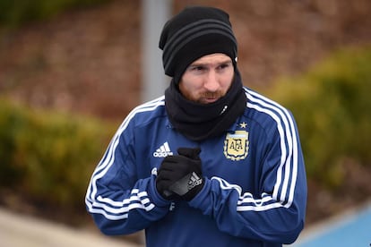 Messi, en el entrenamiento de la selección argentina. 