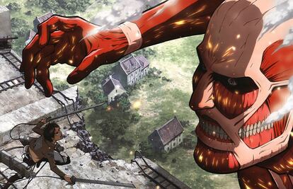 En 'Ataque a los titanes', Eren Jaeger defiende su civilización de unos gigantes.