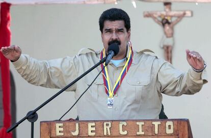 Nicolás Maduro este lunes en un acto.