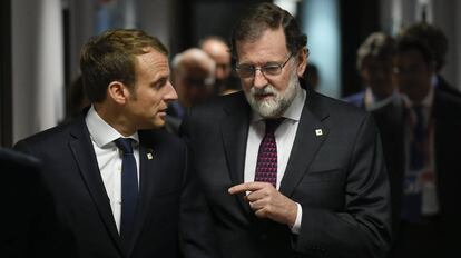 Macron e Rajoy no encontro dos líderes da UE