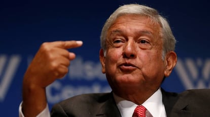 L&oacute;pez Obrador, este martes en Washington.