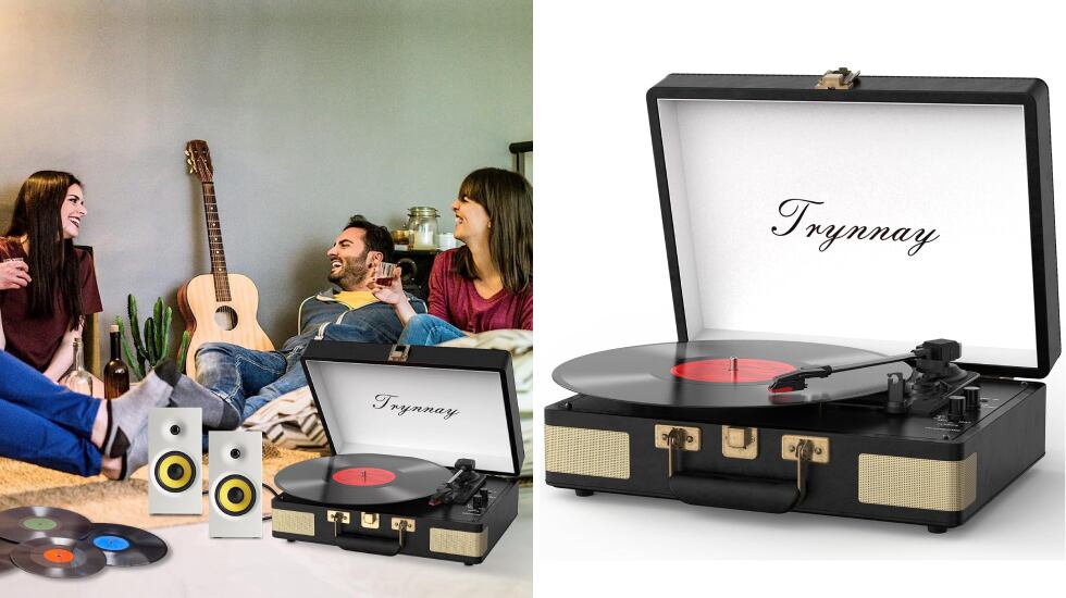 Tocadiscos 'vintage' con Bluetooth de la firma Trinnay.