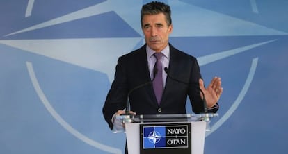 El secretario general de la OTAN, Anders Fogh Rasmussen, este mi&eacute;rcoles en Bruselas.