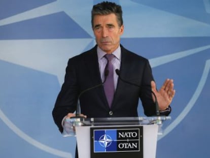 El secretario general de la OTAN, Anders Fogh Rasmussen, este mi&eacute;rcoles en Bruselas.