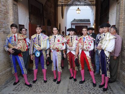 Cartel de novilleros sin caballos el pasado 4 de julio en la Maestranza.