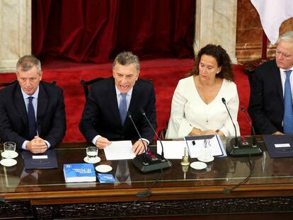 El presidente de Argentina, Mauricio Macri, habla ante el Congreso en la apertura del año legislativo.