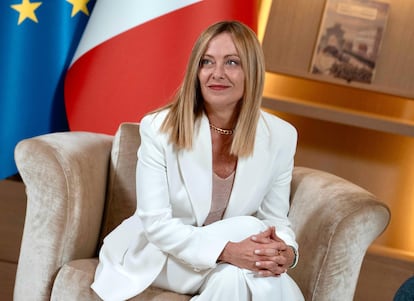 Meloni, el martes en una visita oficial en Belgrado, en una imagen difundida por la presidencia italiana.