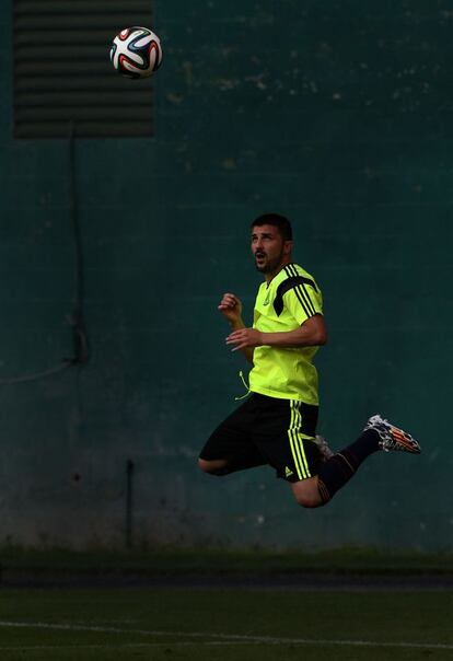 Villa, durante el entrenamiento