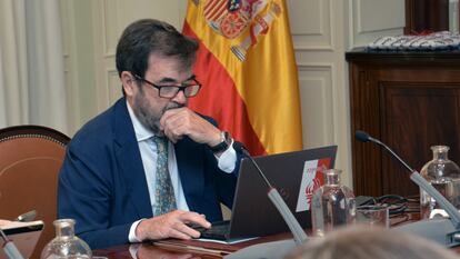 El nuevo presidente suplente del Consejo General del Poder Judicial, el catedrático Vicente Guilarte, en un pleno del 19 de julio.