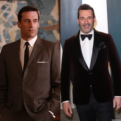 Jon Hamm (San Luis, Missouri, 1971).

El papel del mujeriego y exitoso protagonista, Don Draper, le dio fama a un actor que antes de ser elegido para la serie solo había participado con papeles menores en películas como Cowboys del espacio (2000) de Clint Eastwood). Durante la emisión de Mad Men, aparte de hacerse con dos Globos de Oro y un Emmy como Mejor actor de serie dramática, apareció en largometrajes como La boda de mi mejor amiga (2011) o Un plan perfecto (2012), escrita y dirigida por su pareja. Desde 2015 ha aparecido en apenas una decena de films con escasa repercusión y pequeños cameos en series.