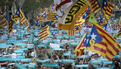 Moment de la manifestació a Barcelona.