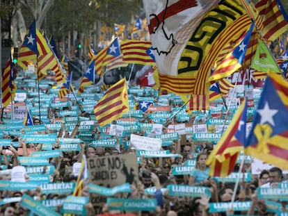 Moment de la manifestació a Barcelona.