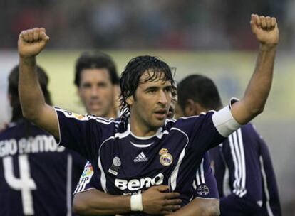 Raúl celebra el gol que marcó el pasado sábado en El Sardinero