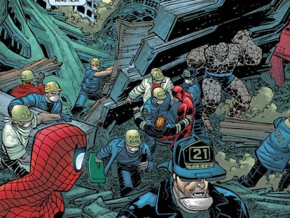 Detalle de 'The Amazing Spider-Man #36', en memoria del 11-S.