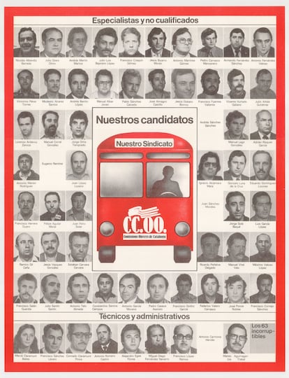 Cartell de les eleccions sindicals de CCOO l'any 1982, on apareix Manuel Vital