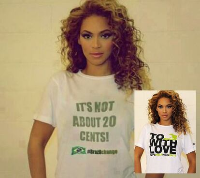 Beyoncé: la imagen original es de una campaña por los damnificados de Haití.