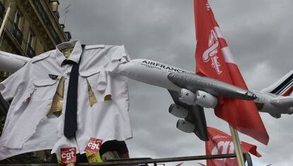 Manifestaci&oacute;n en Par&iacute;s contra los despidos de Air France, el pasado 8 de octubre. 