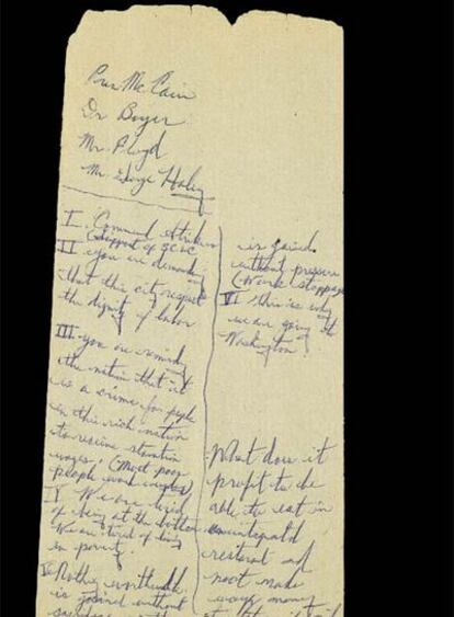 El manuscrito de Luther King.