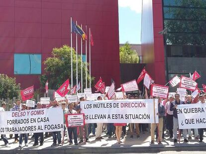 Trabajadores deIsolux protestan por la situación de la compañía el pasado fin de semana.