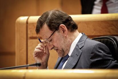 El presidente del Gobierno Mariano Rajoy, en la Sesi&oacute;n de control en el Senado