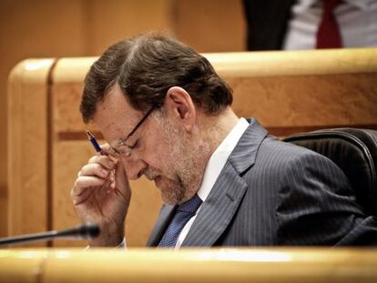 El presidente del Gobierno Mariano Rajoy, en la Sesión de control en el Senado