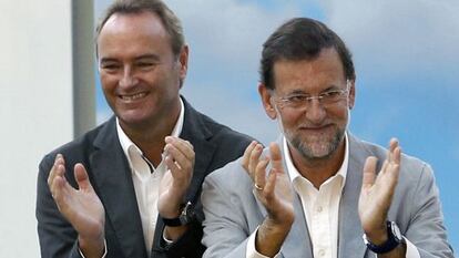 Alberto Fabra y Mariano Rajoy en una convenci&oacute;n del PP celebrada en 2011 el Palau de les Arts de Valencia. 