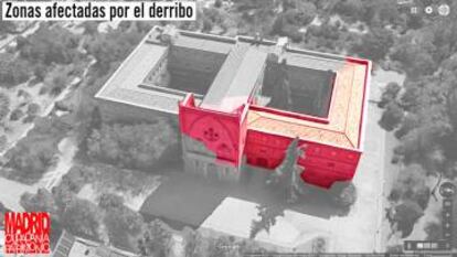 Zonas del convento afectadas por el derribo parcial.