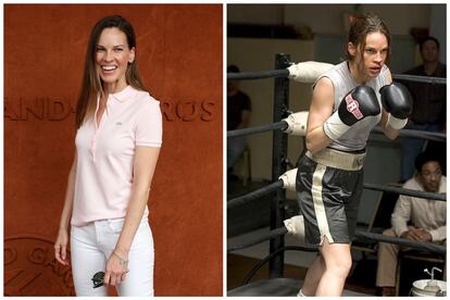 HILARY SWANK. Para convertirse en la boxeadora de ‘Million Dollar Baby’, la actriz tuvo ganó 10 kilos de músculo. Para conseguirlo se sometió a un duro entrenamiento de cinco horas diarias y a una dieta basada en proteínas que incluía 60 huevos diarios. Además de kilos, ganó un Oscar.